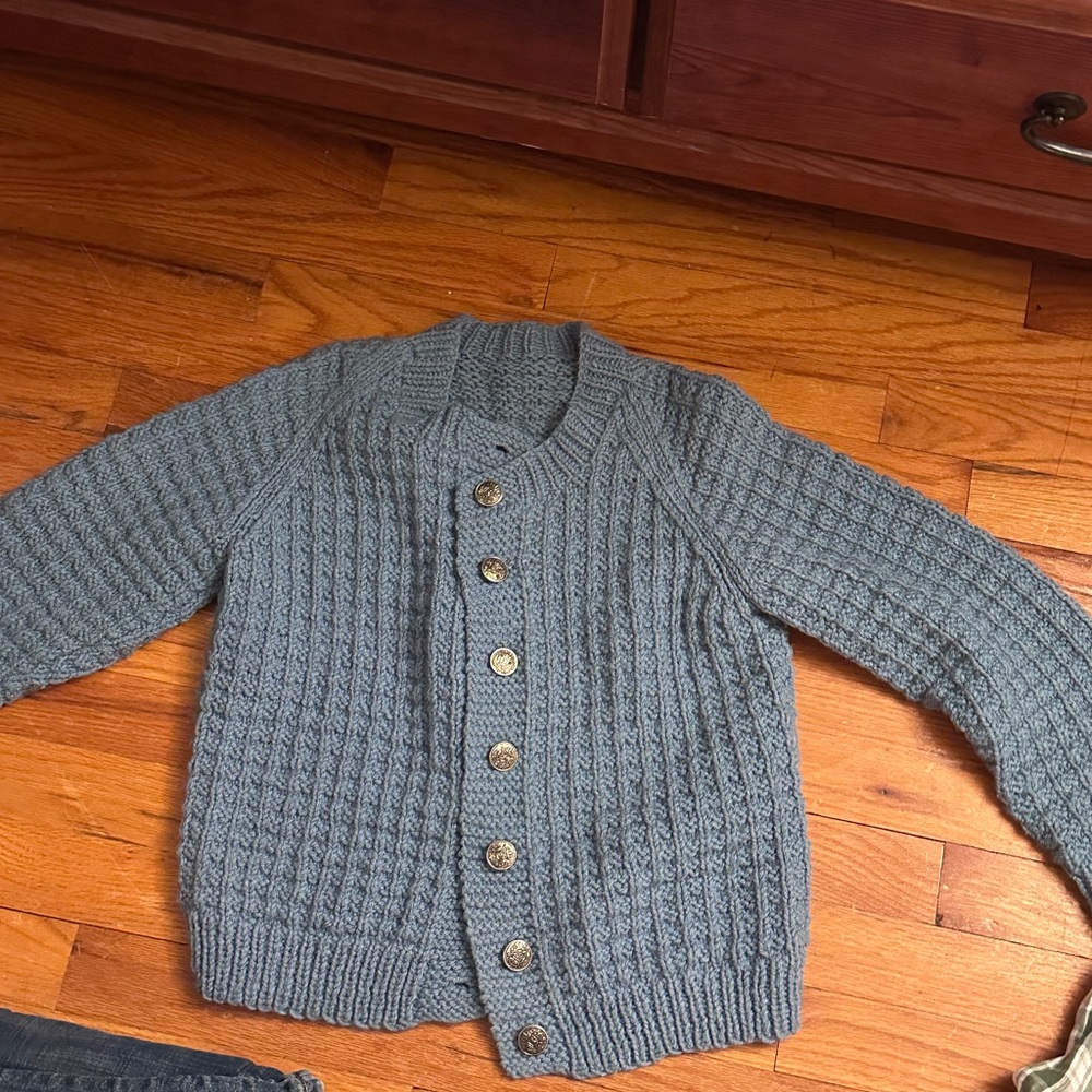Men's Blue Cable Knit Sweater